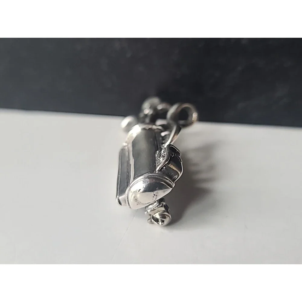 Mexican 925 Sterling Silver Golf Bag and Clubs Brooch Vintage